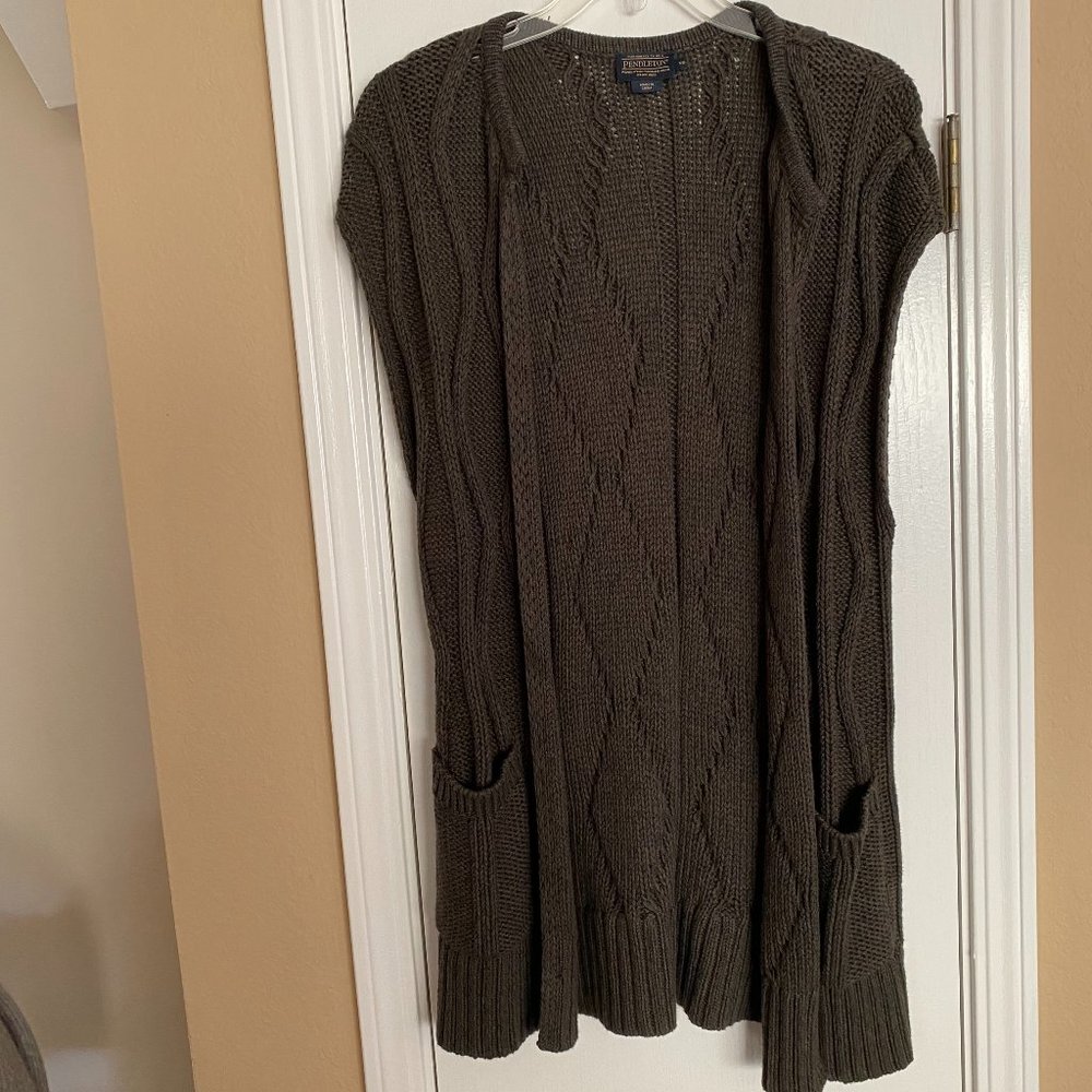 pendleton cable knit sleeveless sweater vest